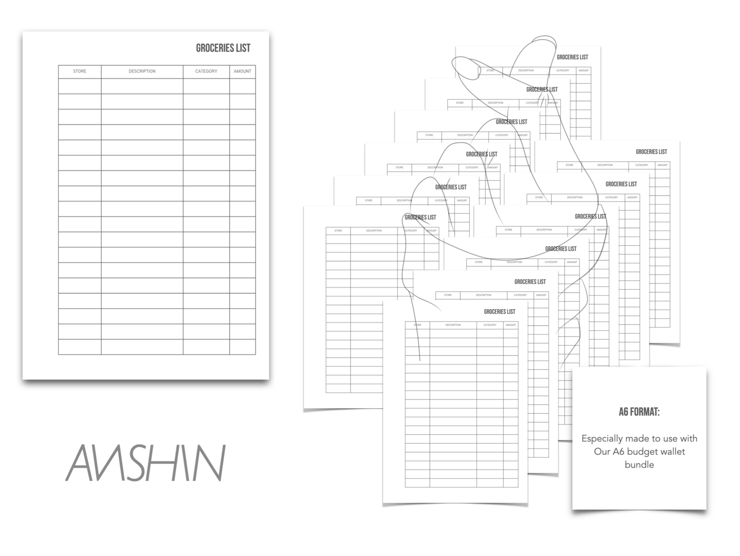 Groceries sheets (set van 12) - A6