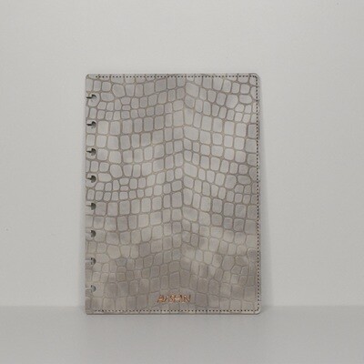 A5 disc bound cover - vegan grey croco leather