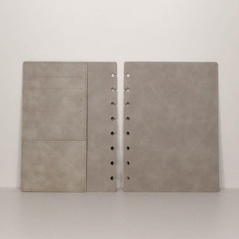 A5 disc bound cover - vegan grey croco leather