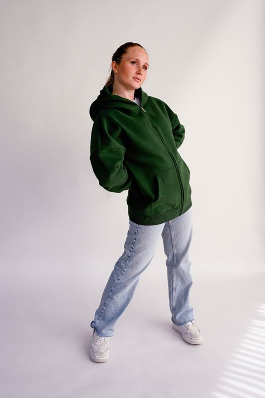 Forest Green - Zipper Hoodie  - Print on demand - Unisex