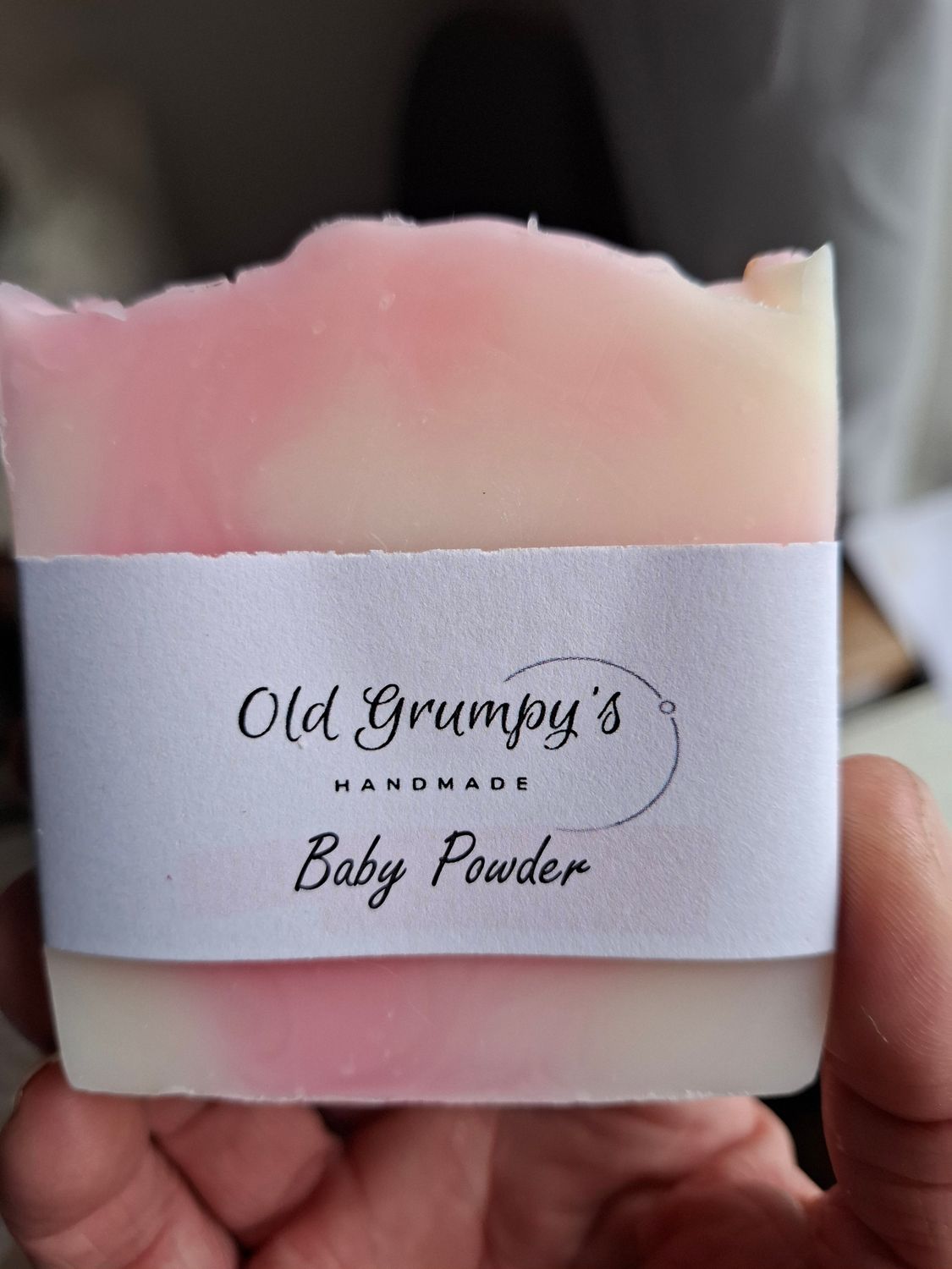 Handmade baby powder scented soap bar.