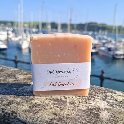 Handmade pink grapefruit natural soap bar
