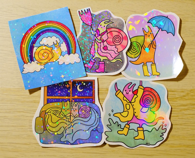 Sparkly Rain Snail Stickers