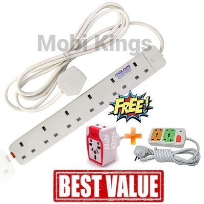 Power King 6 Way Power Extension 3M Cable + Free 2 Mobi Gifts