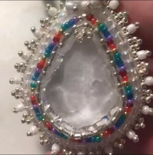 Crystal Teardrop wonderful white design with rainbow accents