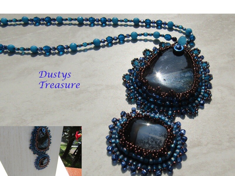 Ocean Blue Druzy Agate Beaded Necklace