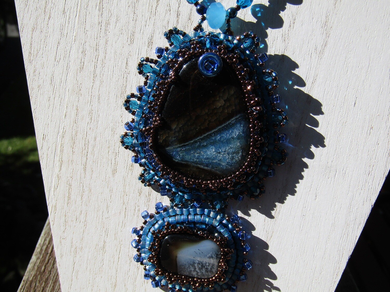 Ocean Blue Druzy Agate Beaded Necklace