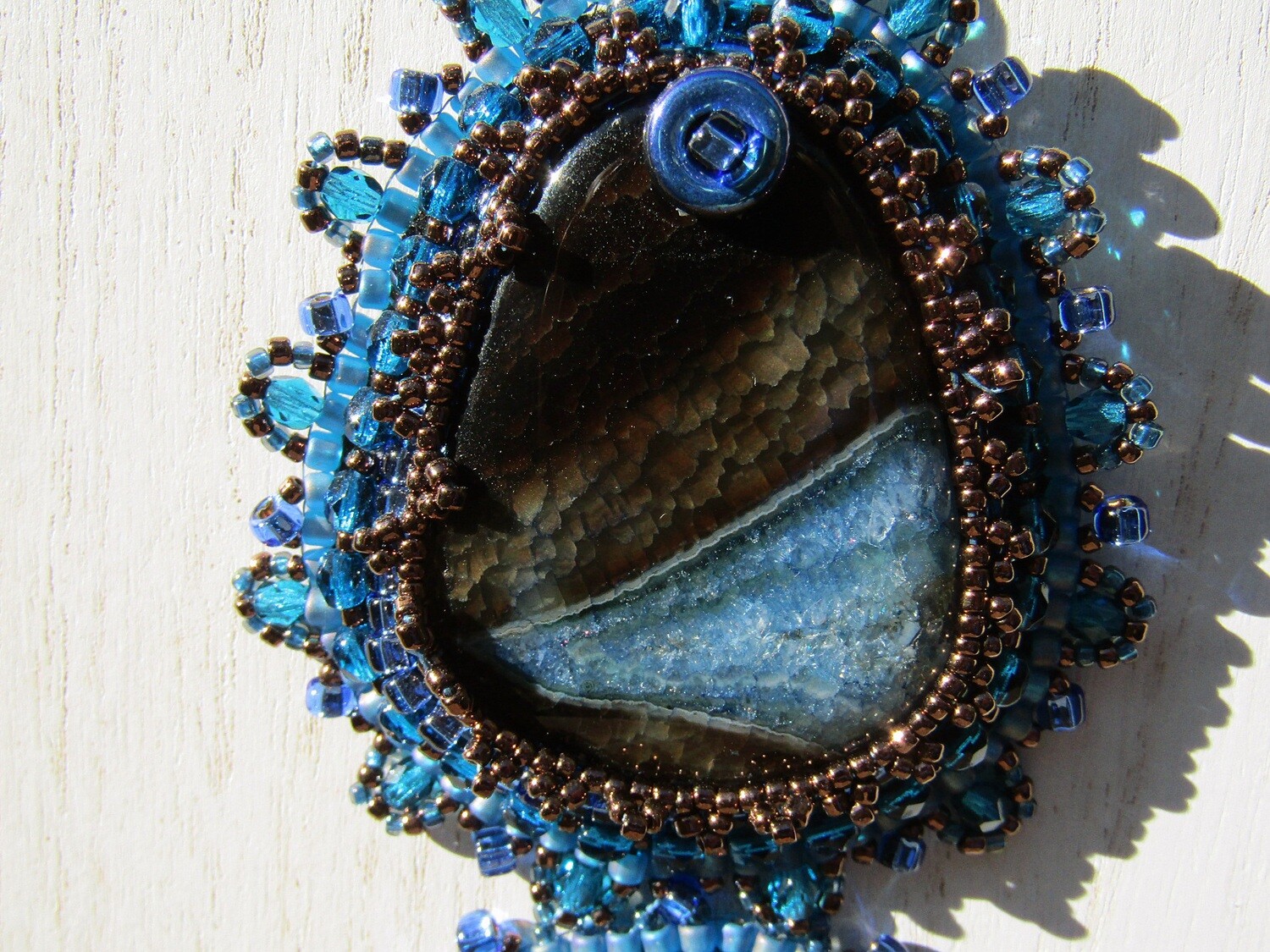 Ocean Blue Druzy Agate Beaded Necklace