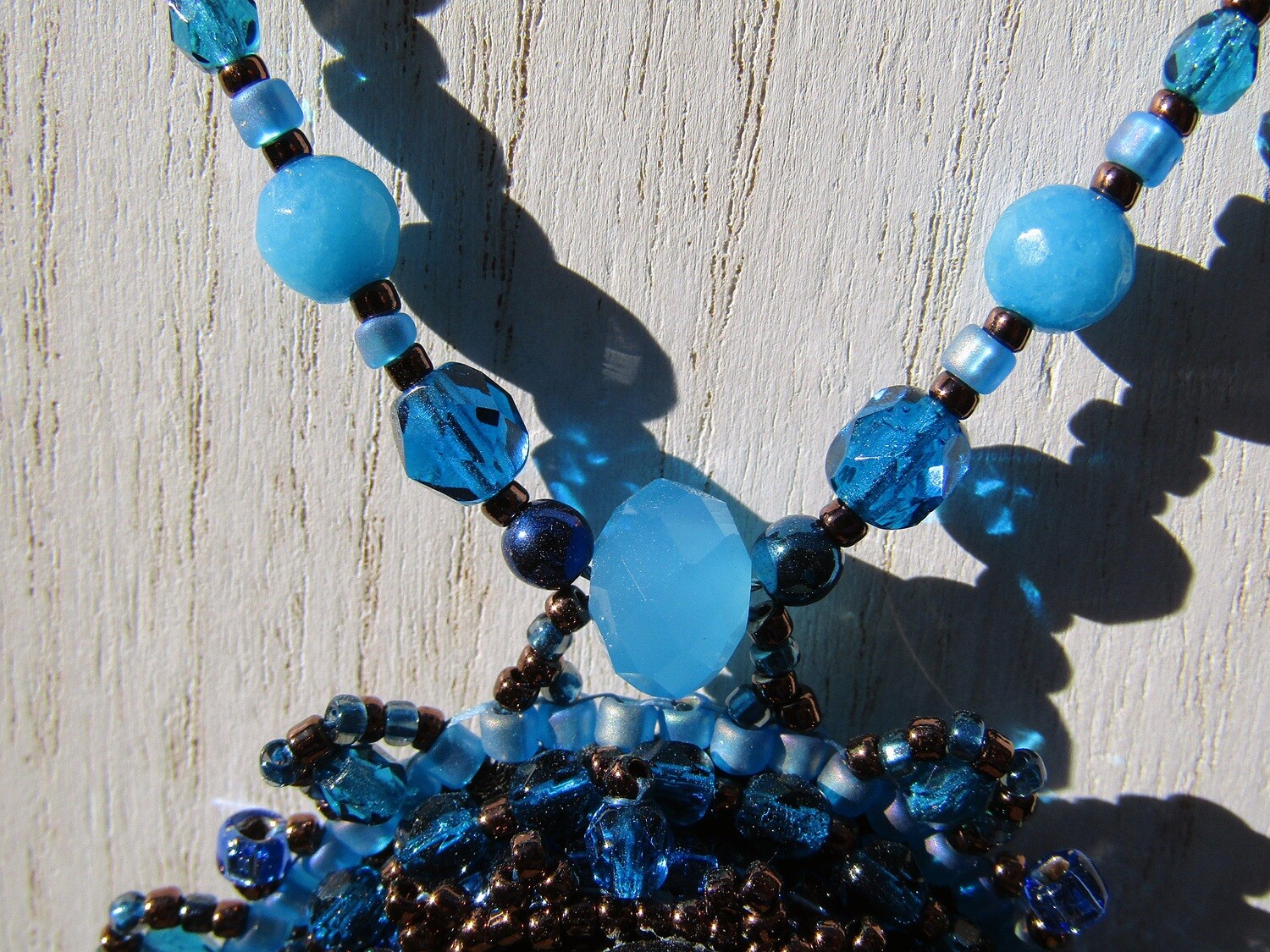 Ocean Blue Druzy Agate Beaded Necklace