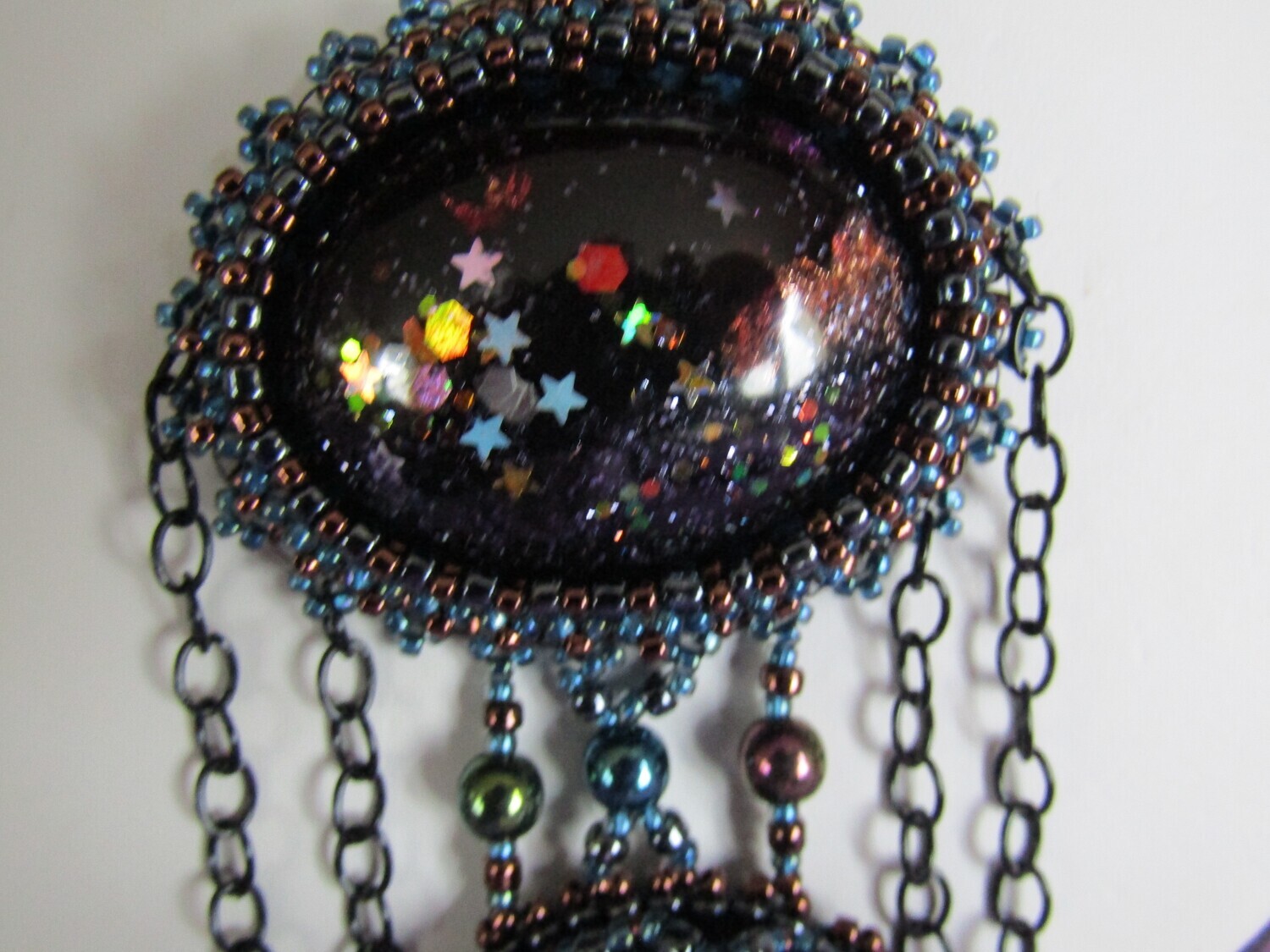 Dark Blue Resin Cabochon Necklace