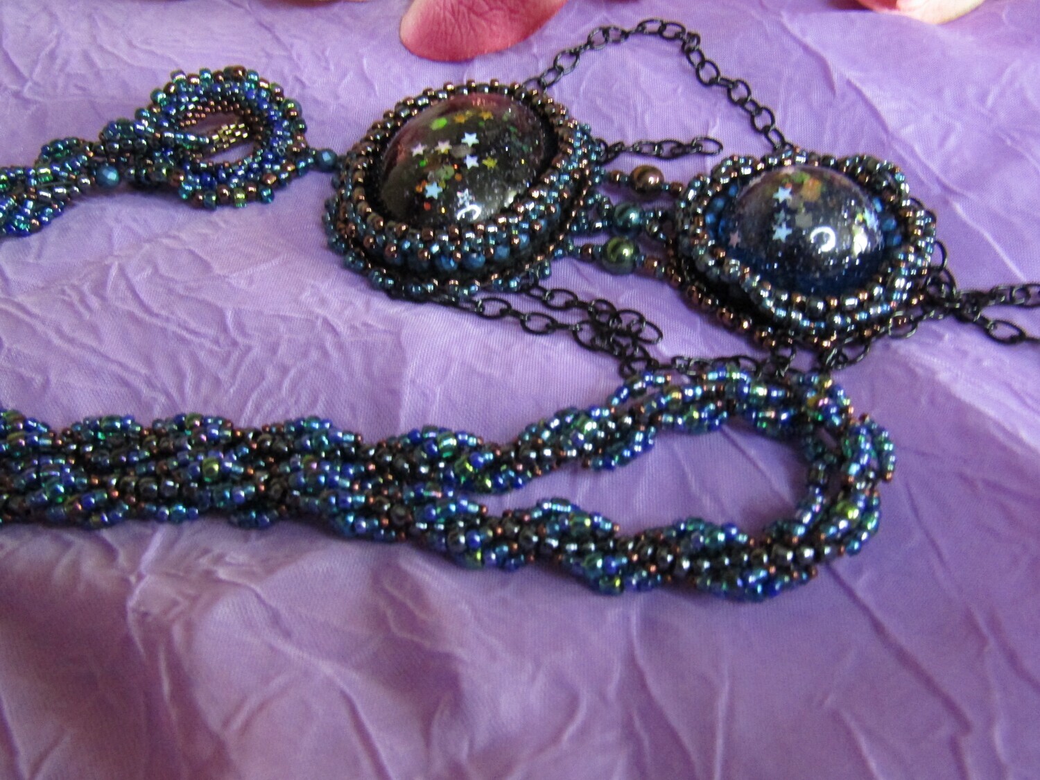 Dark Blue Resin Cabochon Necklace