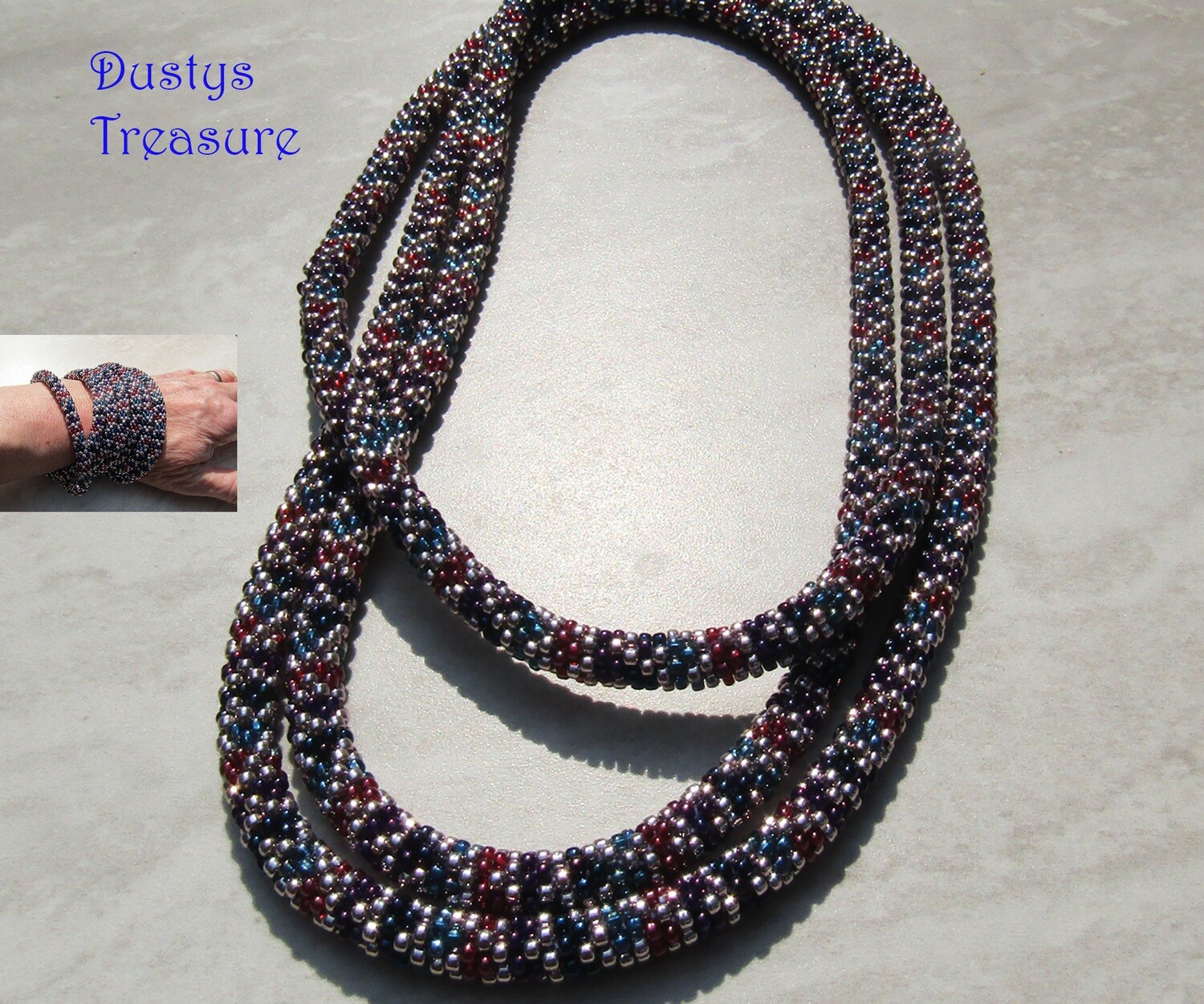 Lavender Dreams 60&quot; bead crochet necklace or braclet