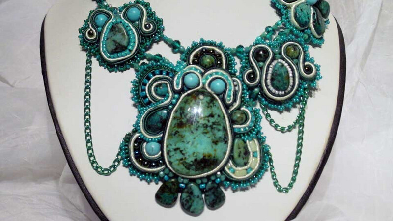 Turquoise Soutache Necklace Beautiful African Turquoise
