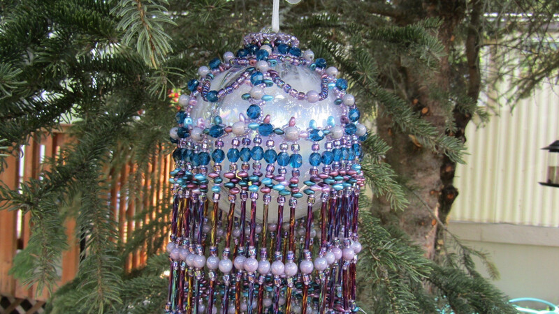 Purple and Blue beaded  Ornament Christmas Cover