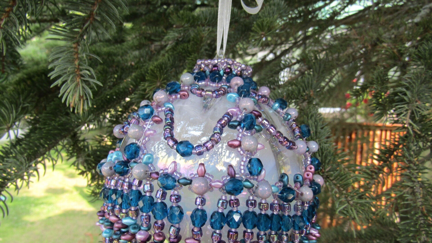 Purple and Blue beaded  Ornament Christmas Cover