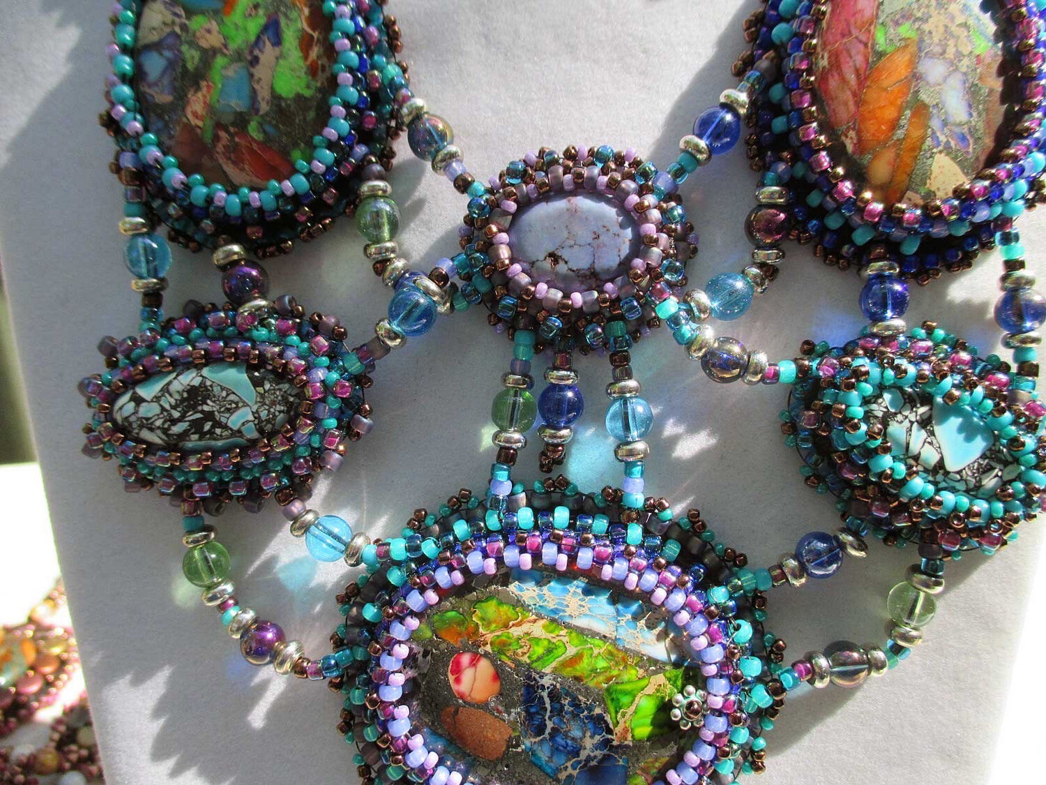 Crazy Crazy Agate Bead Embroidery Necklace