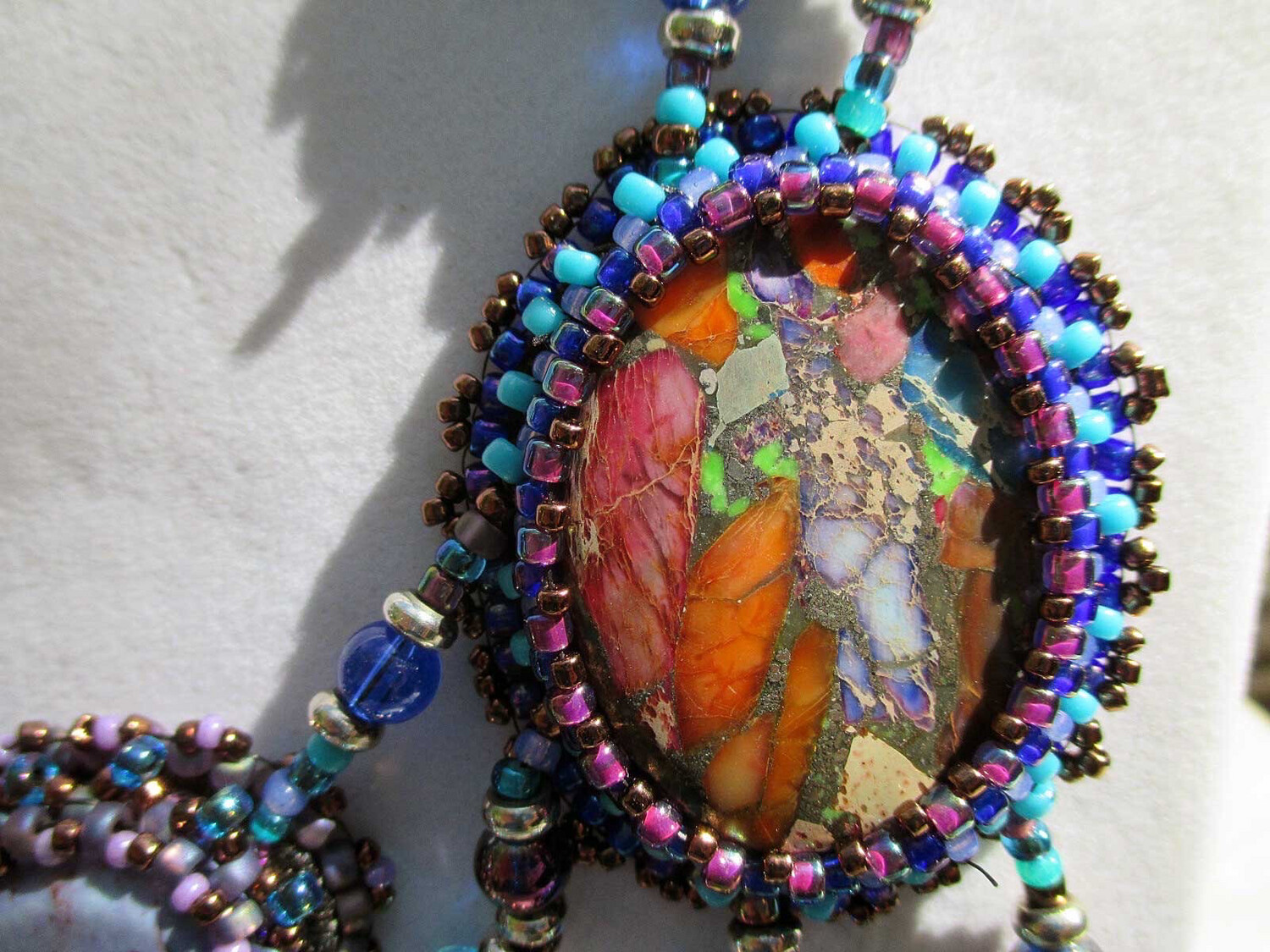 Crazy Crazy Agate Bead Embroidery Necklace