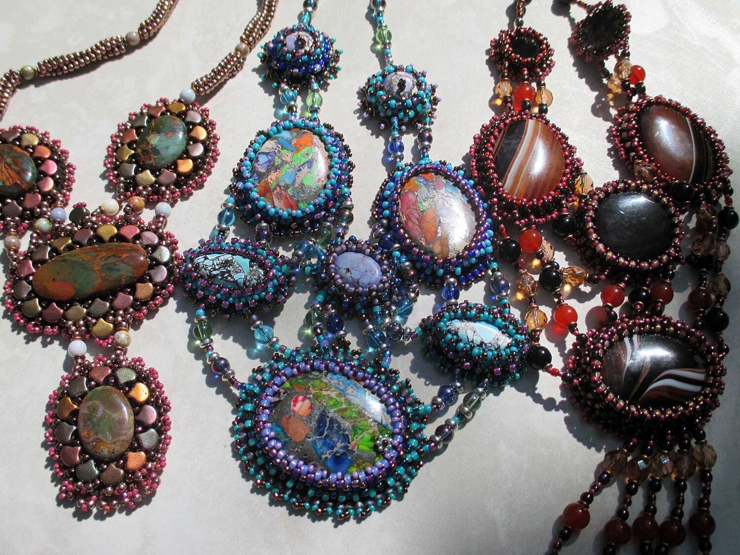 Crazy Crazy Agate Bead Embroidery Necklace