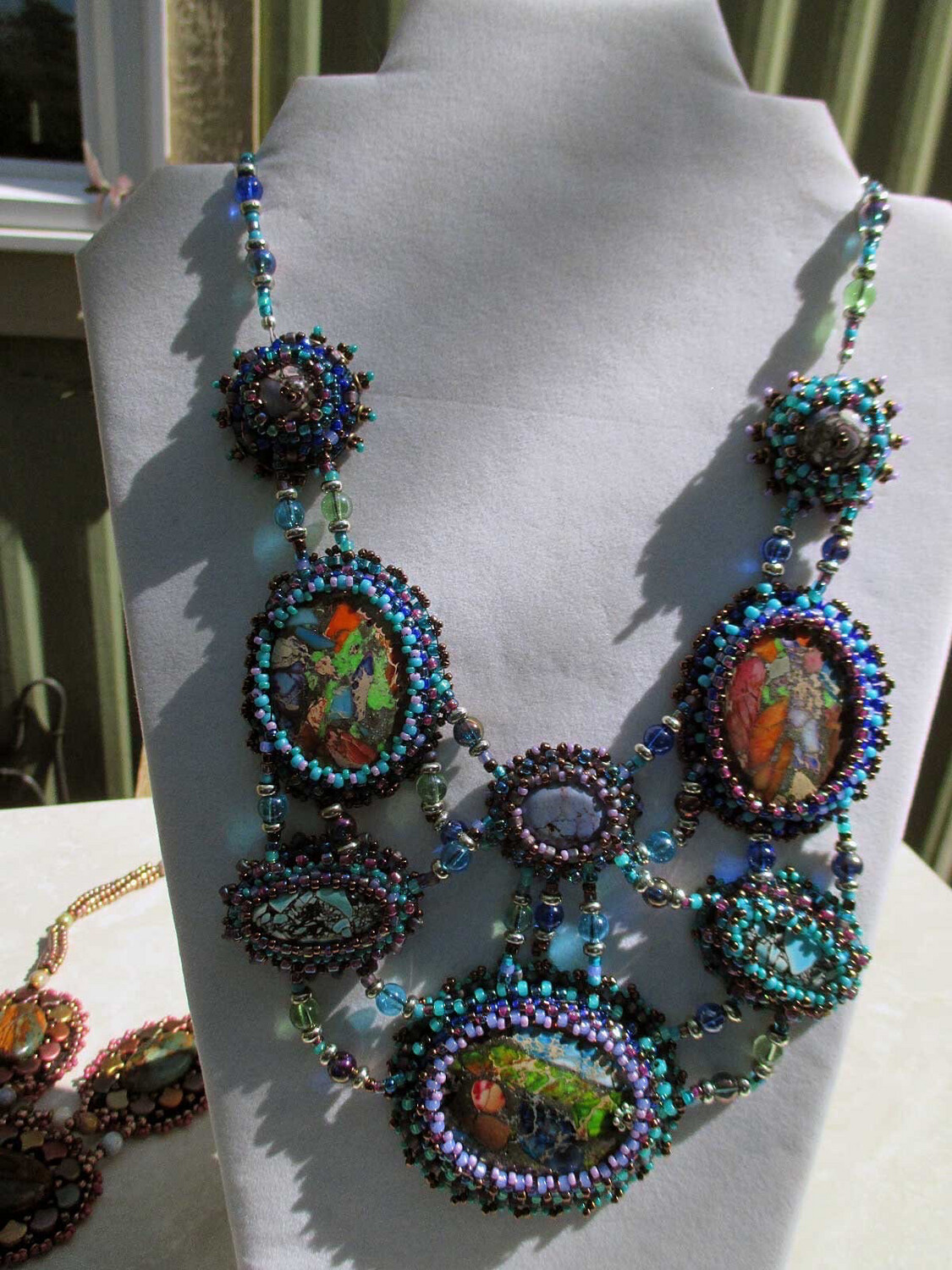 Crazy Crazy Agate Bead Embroidery Necklace