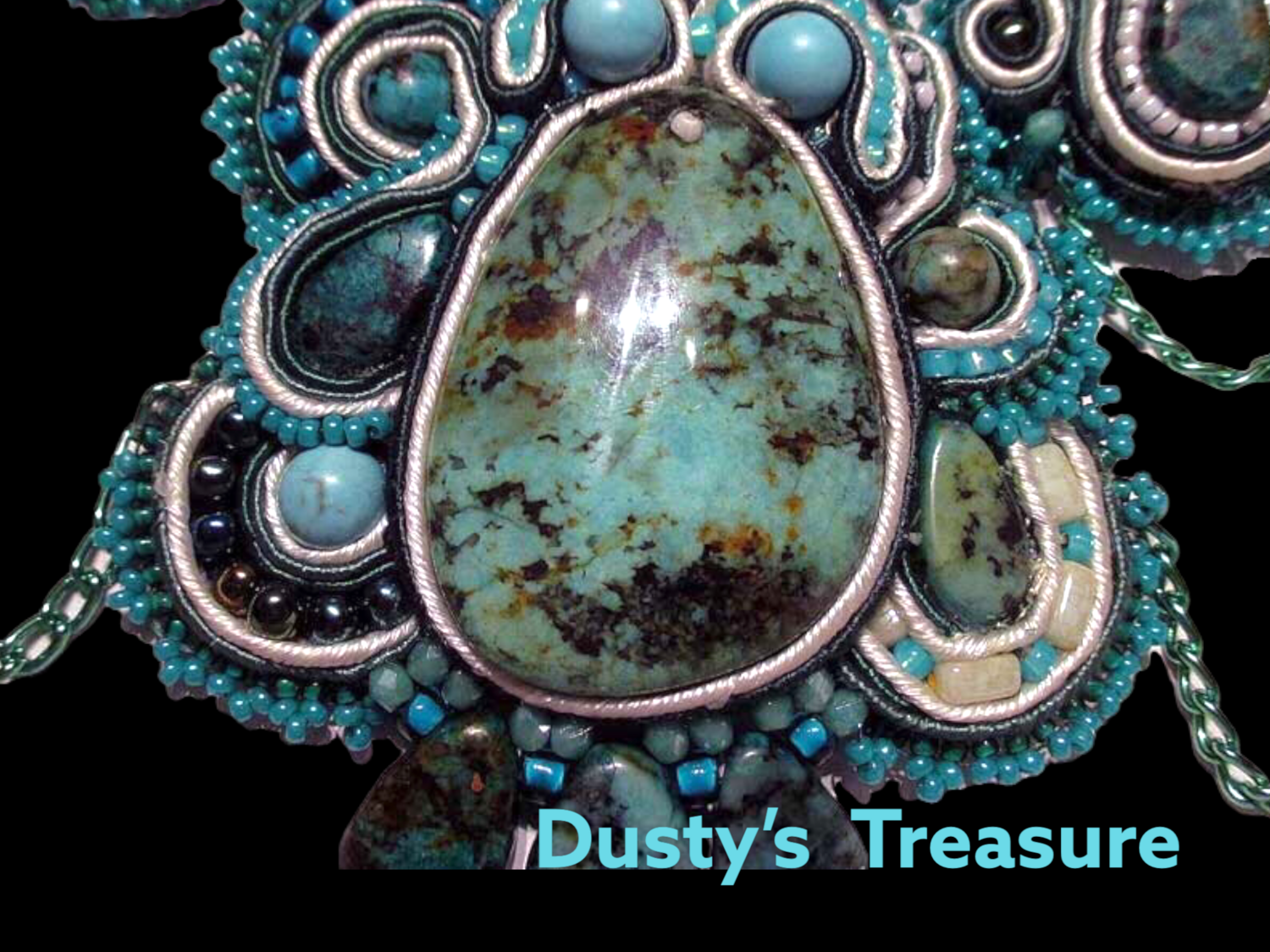 Turquoise Soutache Necklace Beautiful African Turquoise