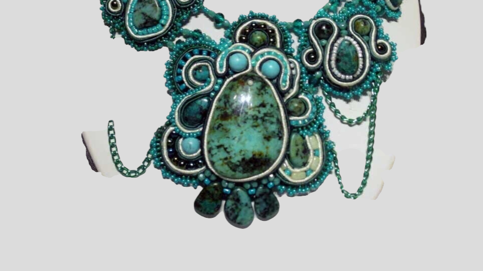 Turquoise Soutache Necklace Beautiful African Turquoise