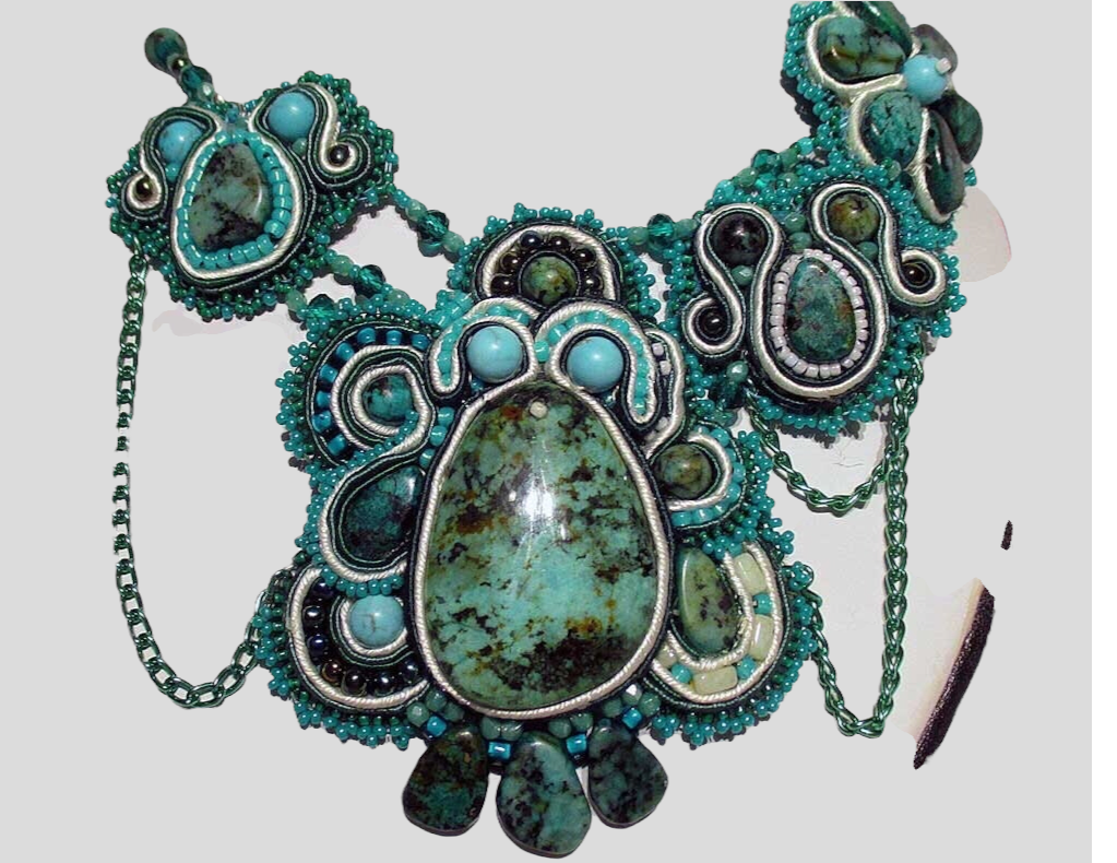 Turquoise Soutache Necklace Beautiful African Turquoise
