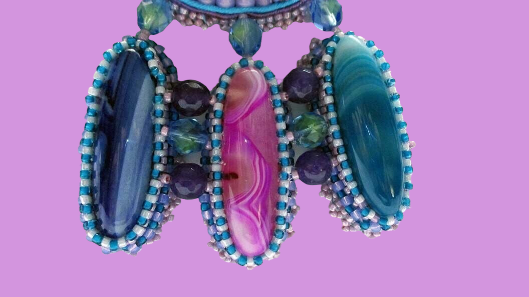 Sea Sediment Jasper Soutache Bead Embroidery Necklace