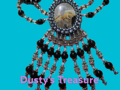 Starry Nights Silver Gray Cabochon Beaded Necklace