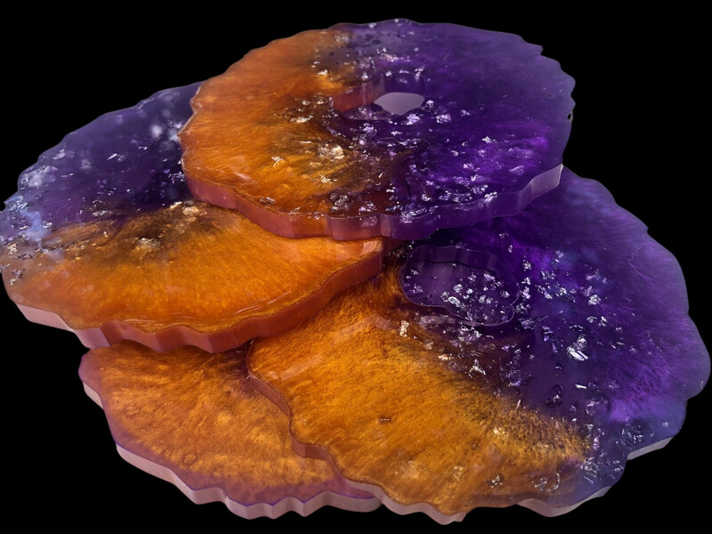 Orange Versus Purple Geode Coaster Set Of 4