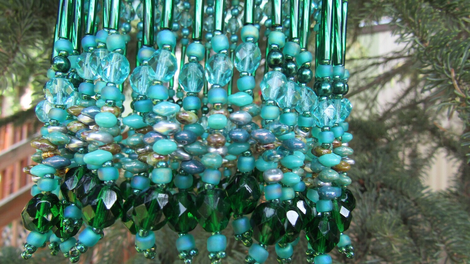 Pine Tree Green Beaded Christmas Ornament Beaded Cover
