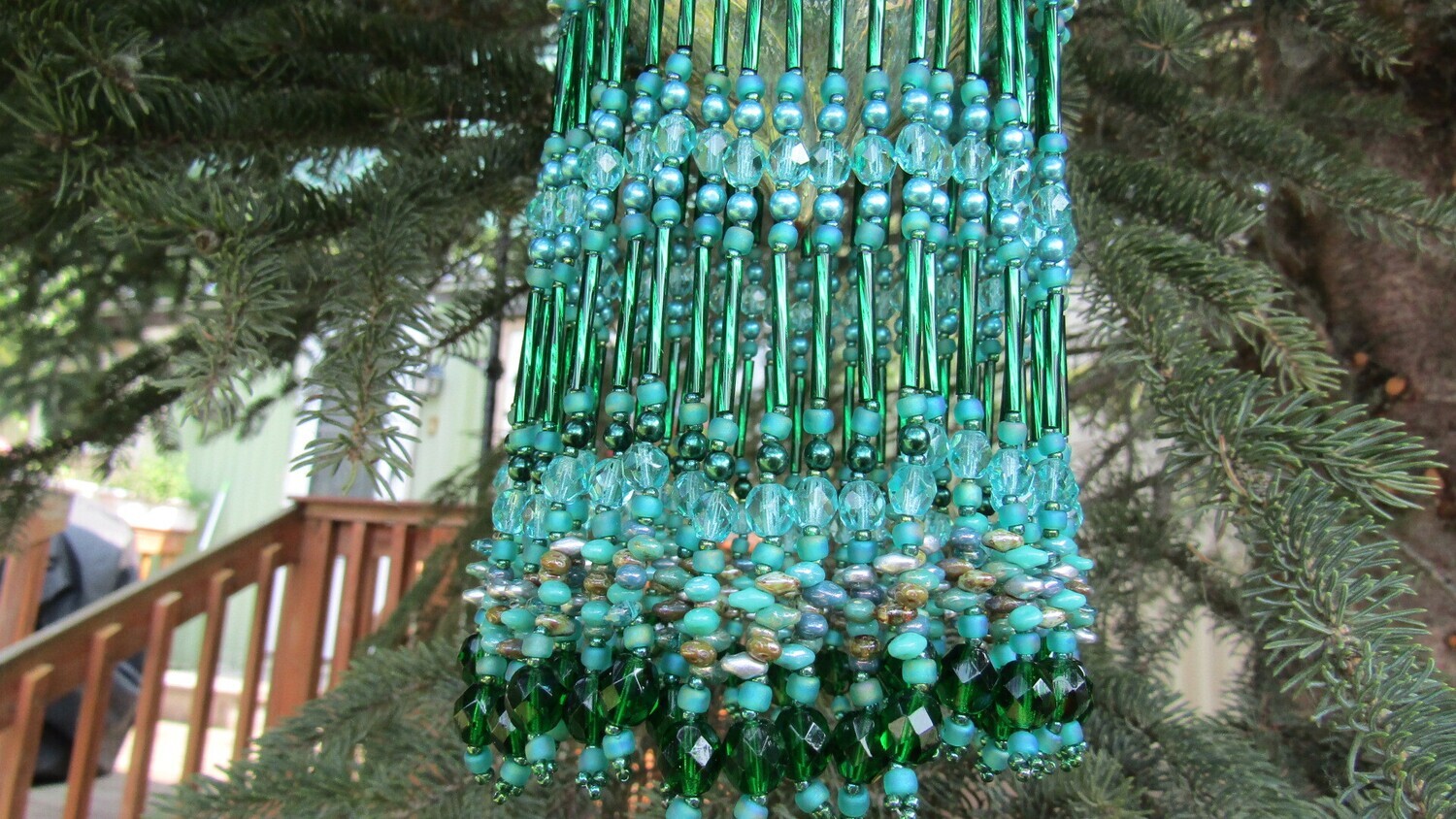 Pine Tree Green Beaded Christmas Ornament Beaded Cover