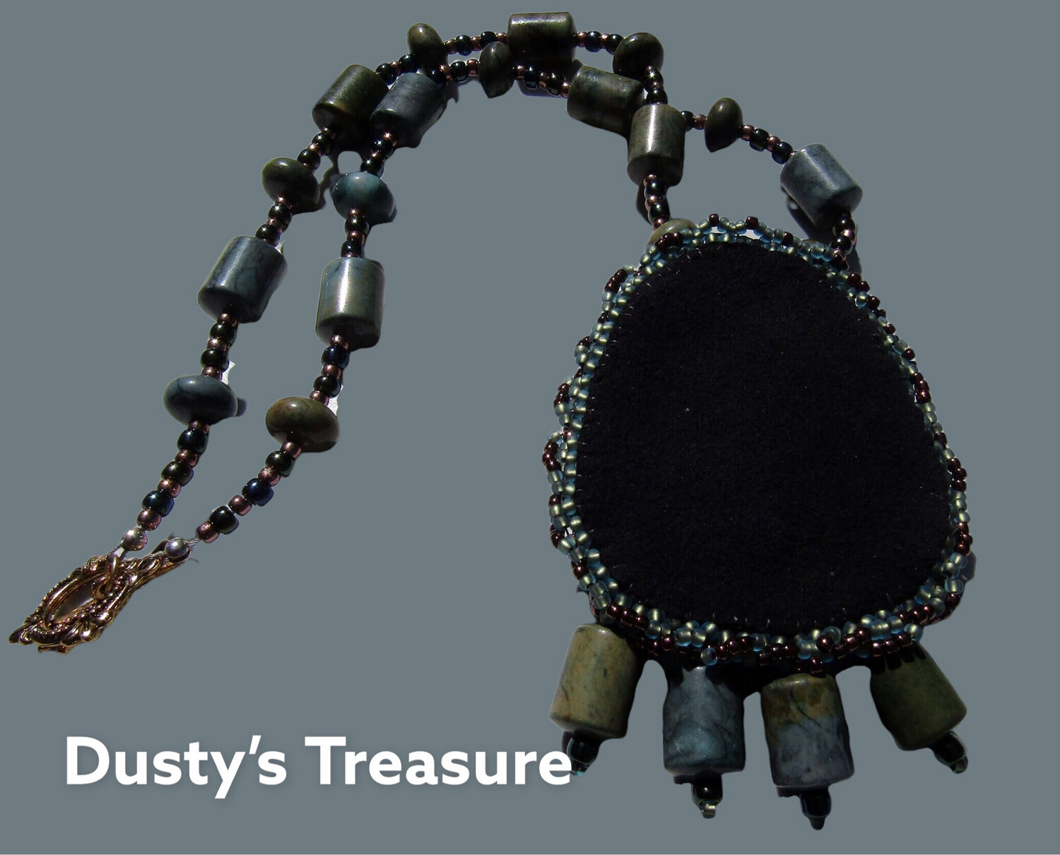 Green Druzy  Beaded Necklace
