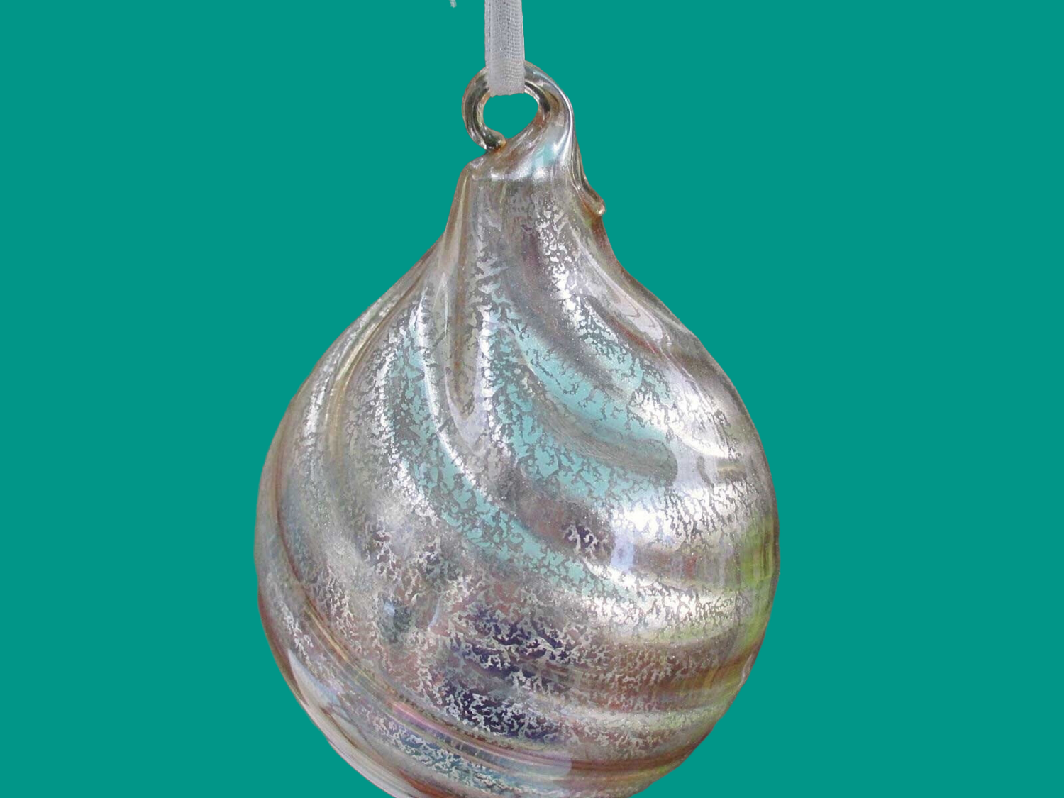 Hematite And Topaz Beaded Christmas Ornament And Glass Bulb