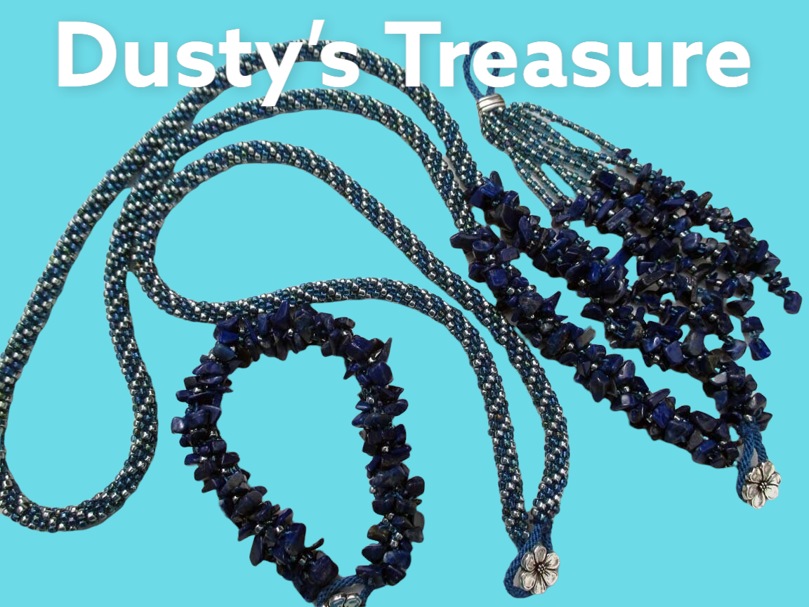 Lapis Chip Necklace and Bracelet Kumhimo Set