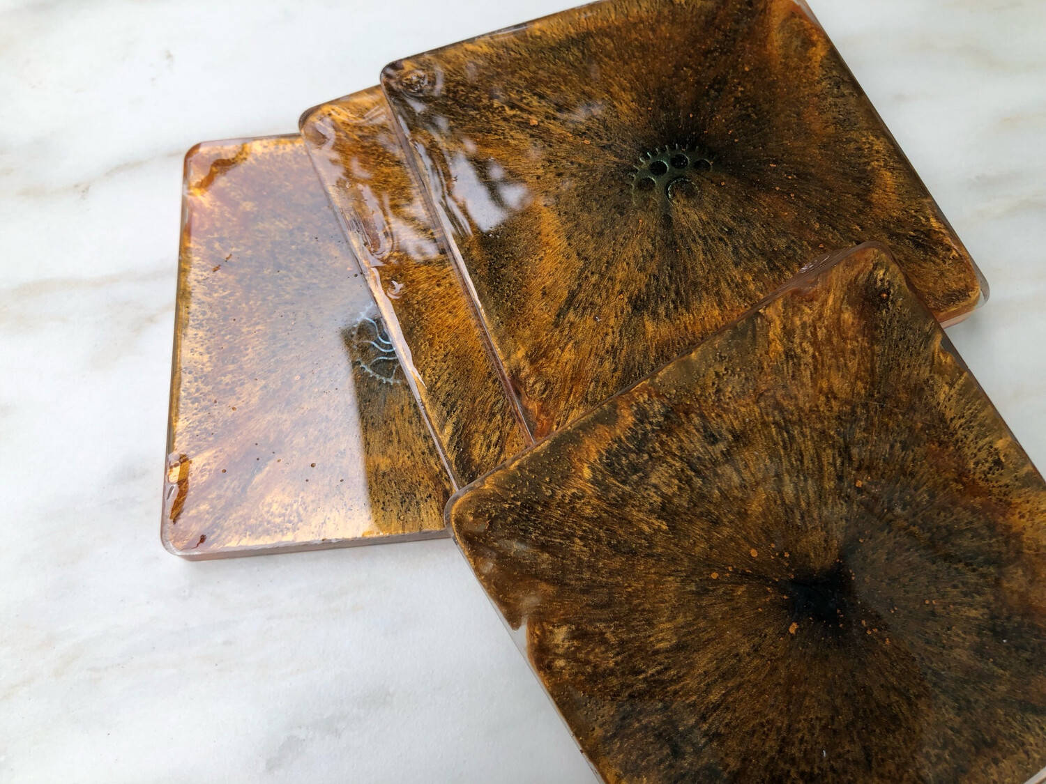 Steampunk Square Copper Coaster Set