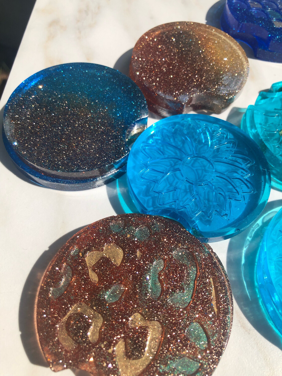 Steampunk Square Copper Coaster Set