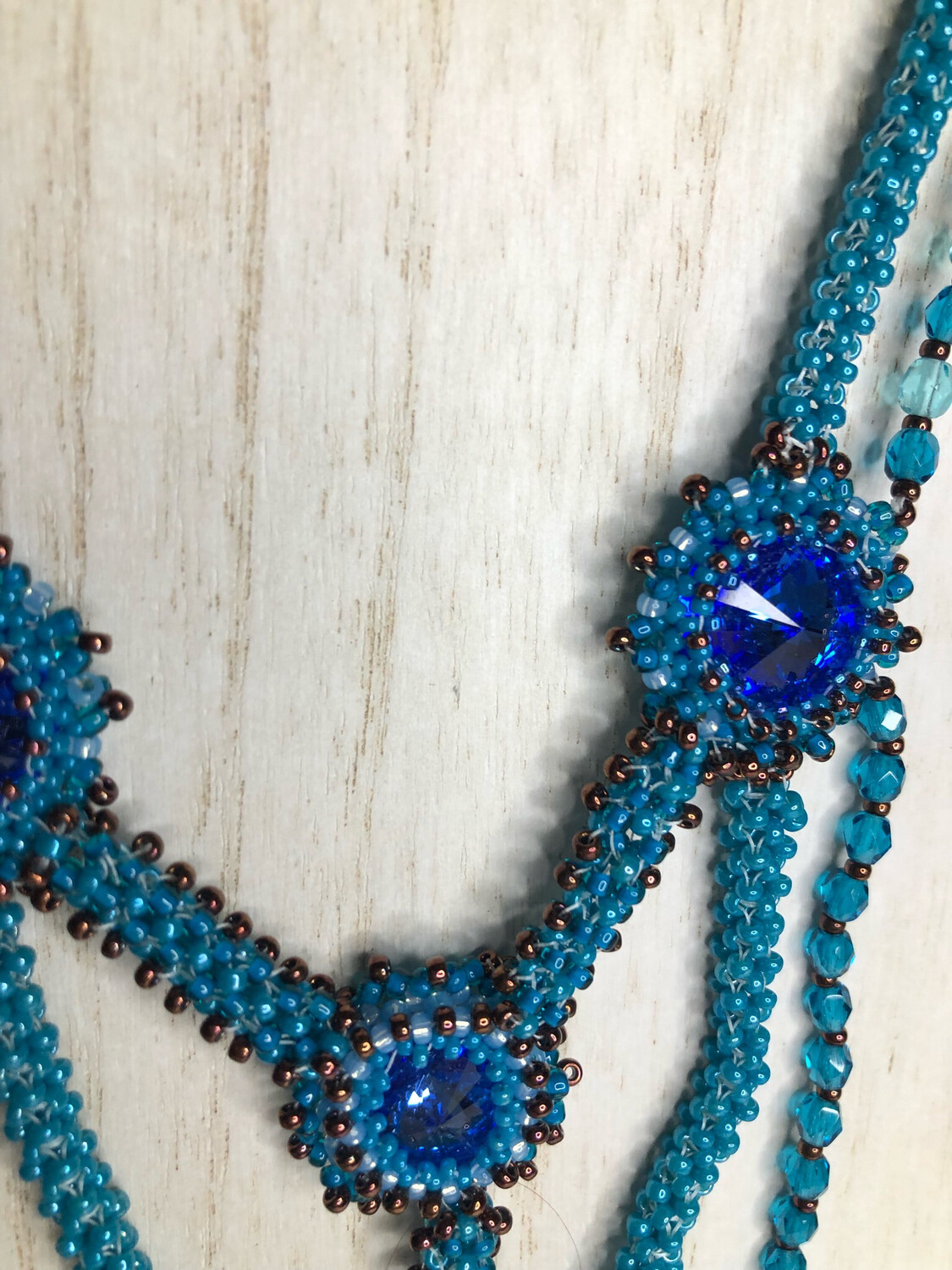 Blue Druzy Right Angle Weave Necklace
