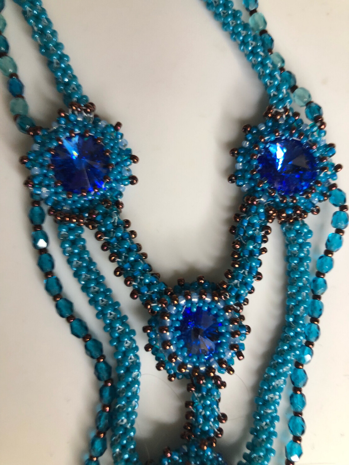Blue Druzy Right Angle Weave Necklace