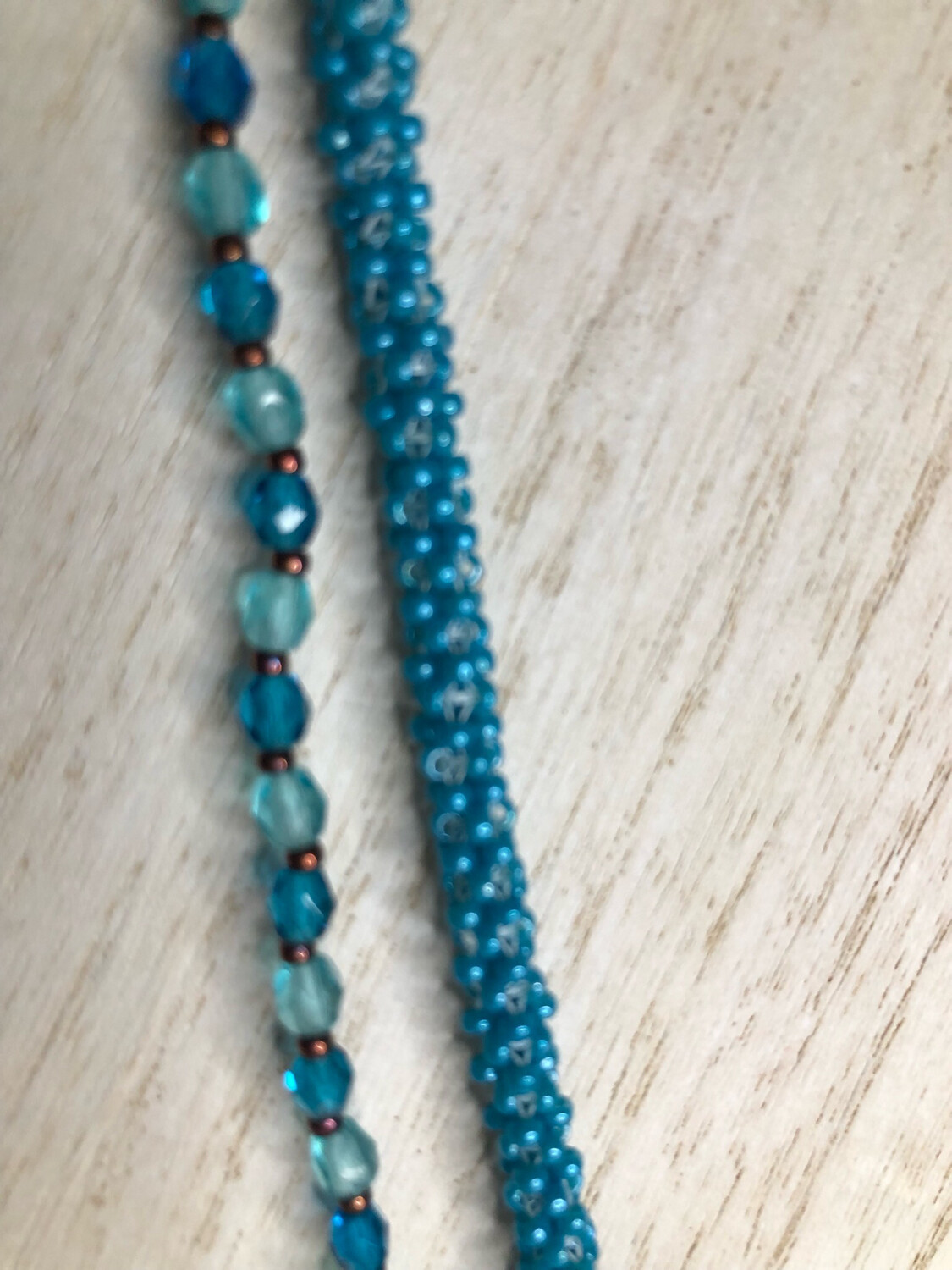 Blue Druzy Right Angle Weave Necklace
