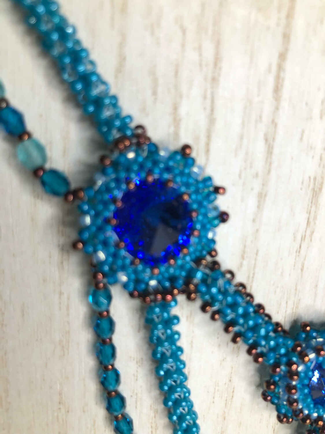 Blue Druzy Right Angle Weave Necklace