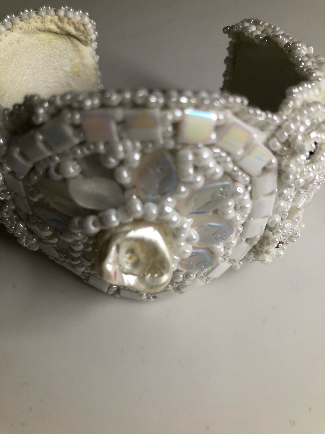 Touch Of Elegance White Cuff With Pearls