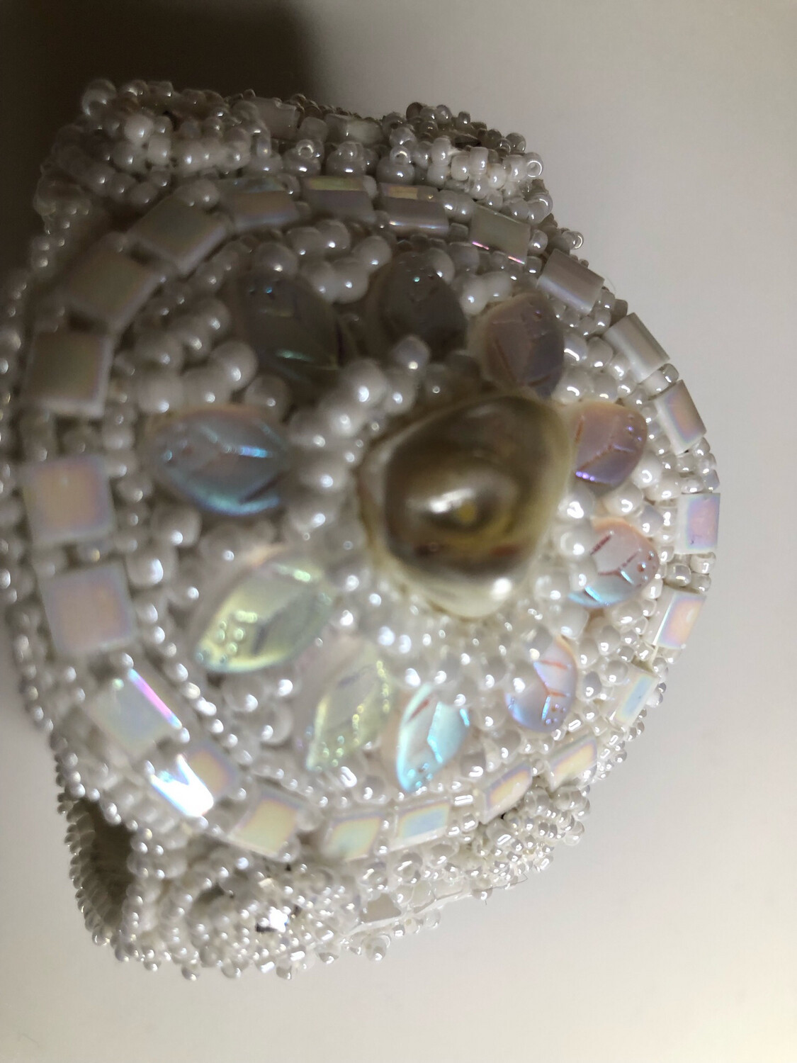 Touch Of Elegance White Cuff With Pearls