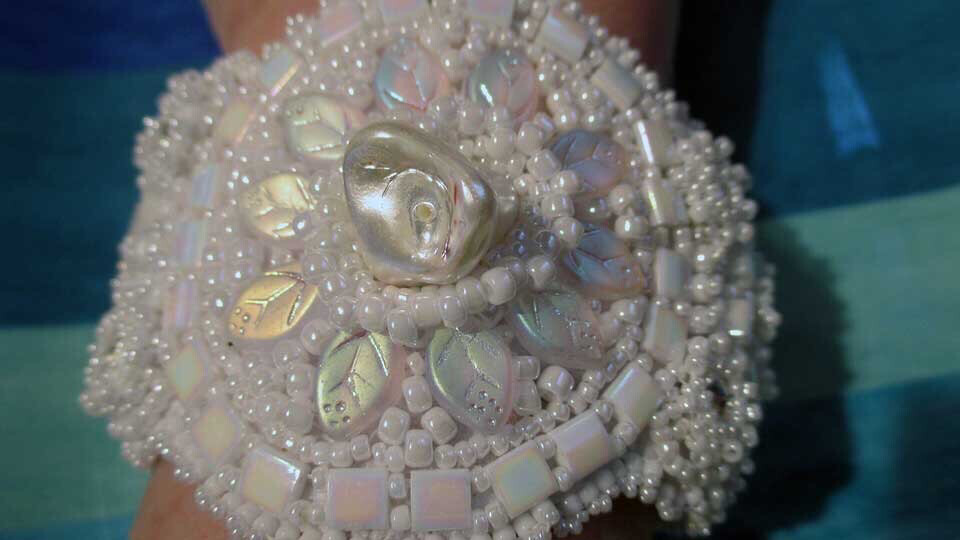 Touch Of Elegance White Cuff With Pearls