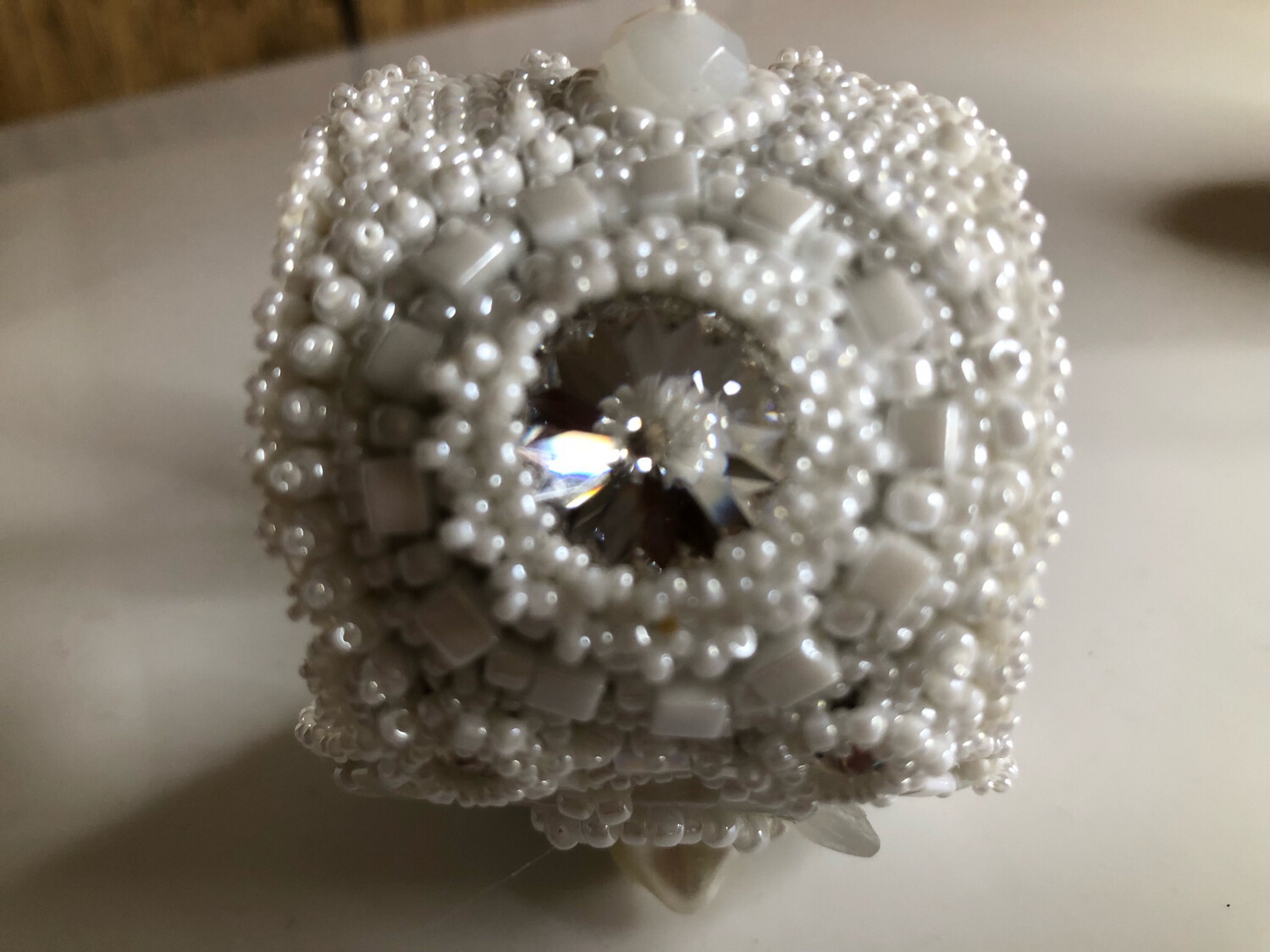 Touch Of Elegance White Cuff With Pearls