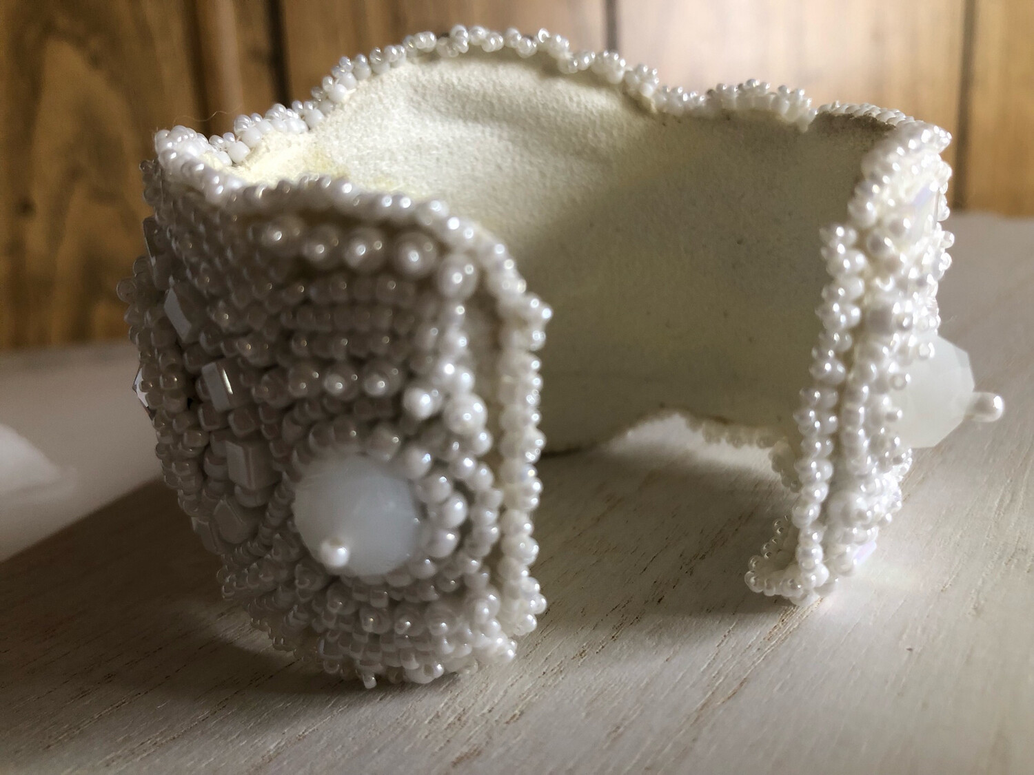 Touch Of Elegance White Cuff With Pearls