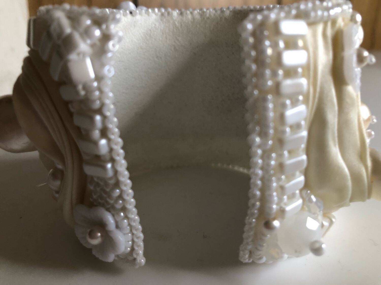 Ivory White Shibori Freshwater Pearl Cuff