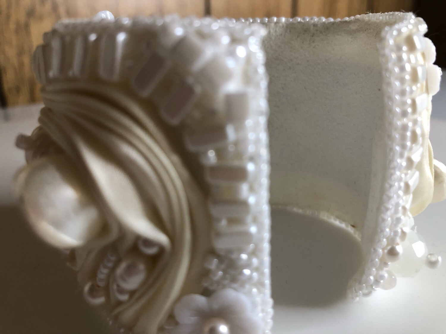Ivory White Shibori Freshwater Pearl Cuff