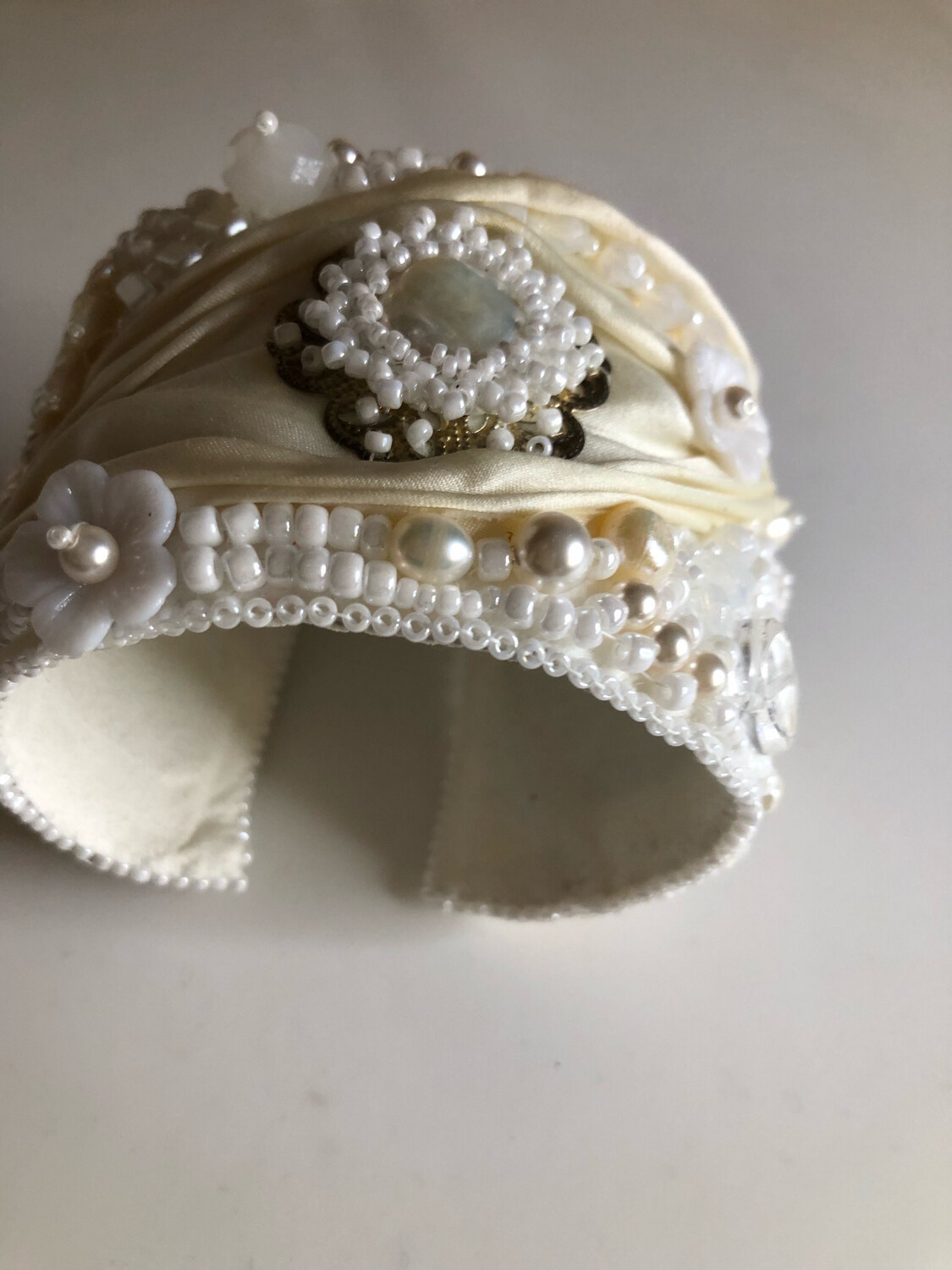 Ivory White Shibori Freshwater Pearl Cuff