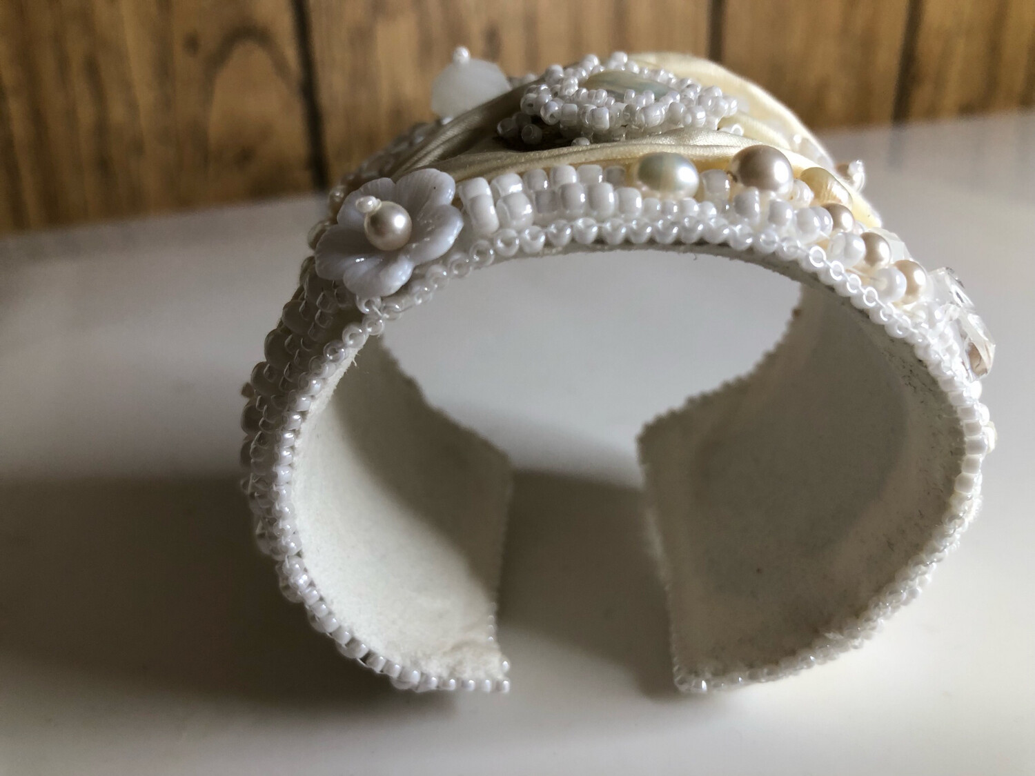 Ivory White Shibori Freshwater Pearl Cuff
