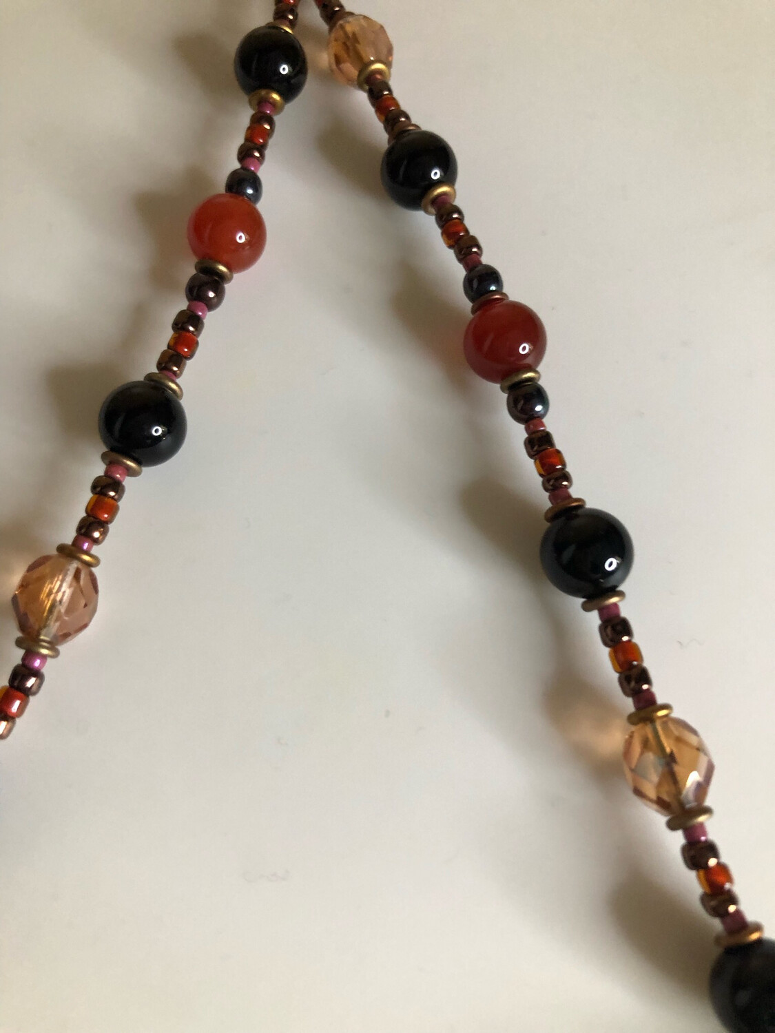 Rusted Red Agate Bead Embroidery Necklace